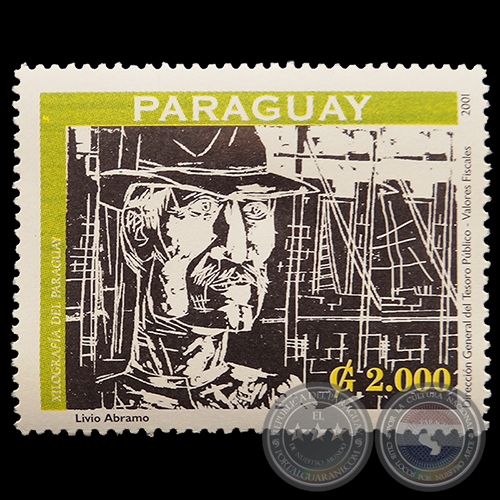 Grabado de LIVIO ABRAMO - SELLO POSTAL PARAGUAYO AO 2001